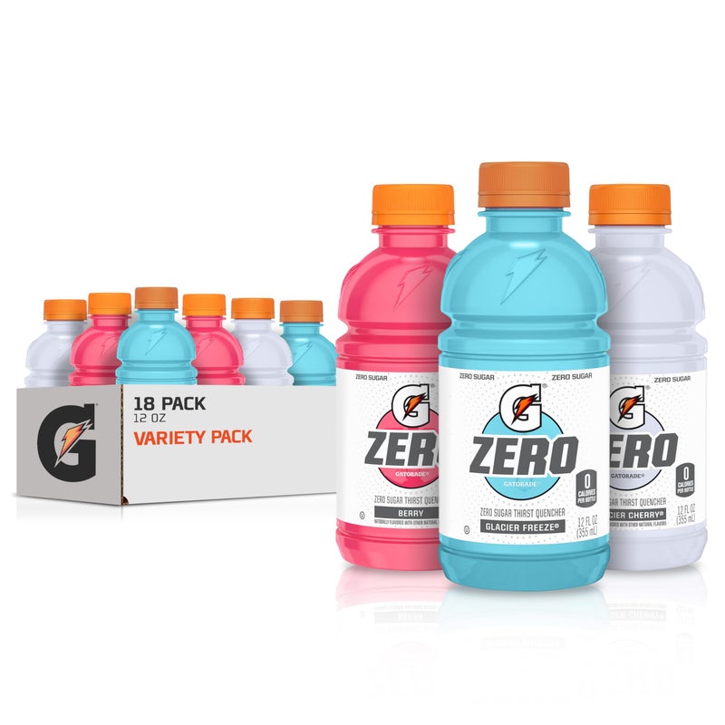 Gatorade مشروب غاتوريد جي زيرو الرياضي، جليشر فريز، جليشر شيري، مجموعة نكهات التوت، 12 أونصة سائلة (عبوة من 18) - Image 1