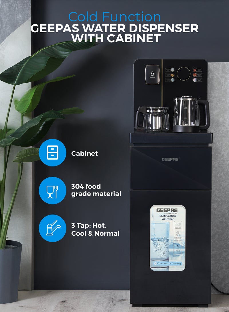 GEEPAS Multifunction Water Bar | Bottom Loading Hot & Cold Water Dispenser with Touchscreen | Tea Maker Kettle & Built-In Cabinet | 304 Stainless Steel Tank | GWD17041 Black GWD17041 Black - Image 3