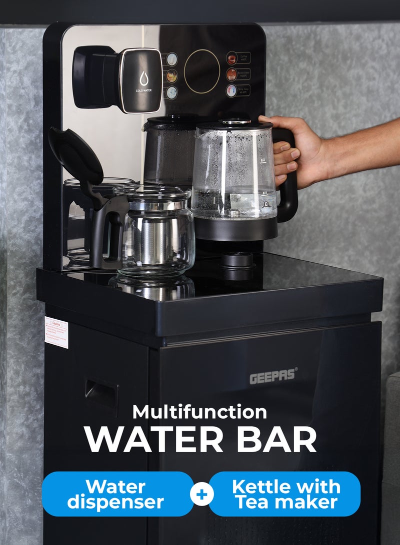 GEEPAS Multifunction Water Bar | Bottom Loading Hot & Cold Water Dispenser with Touchscreen | Tea Maker Kettle & Built-In Cabinet | 304 Stainless Steel Tank | GWD17041 Black GWD17041 Black - Image 2