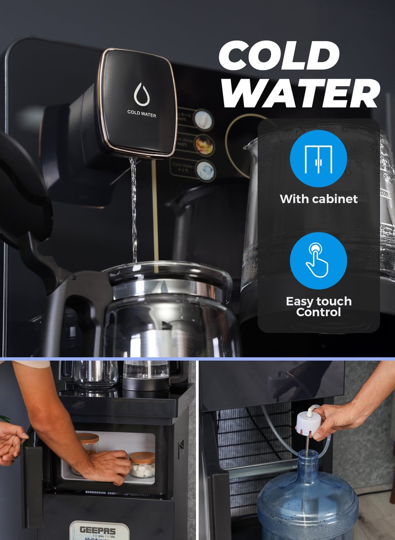 GEEPAS Multifunction Water Bar | Bottom Loading Hot & Cold Water Dispenser with Touchscreen | Tea Maker Kettle & Built-In Cabinet | 304 Stainless Steel Tank | GWD17041 Black GWD17041 Black - Image 5
