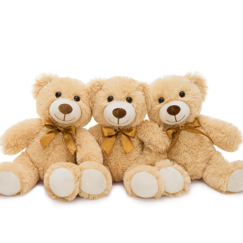 MorisMos 3Pcs Teddy Bears Bulk Baby Shower 14inch Cute Teddy Bear Stuffed Animals Plush Small Stuffed Bears on Centerpiece Baby Shower Brown - Image 2