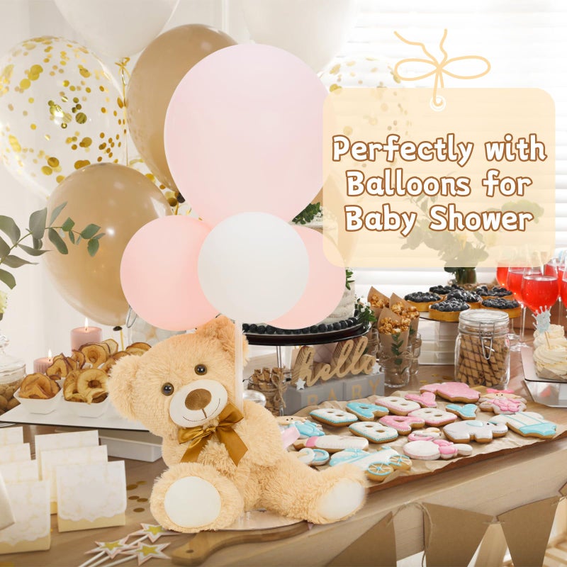 MorisMos 3Pcs Teddy Bears Bulk Baby Shower 14inch Cute Teddy Bear Stuffed Animals Plush Small Stuffed Bears on Centerpiece Baby Shower Brown - Image 3