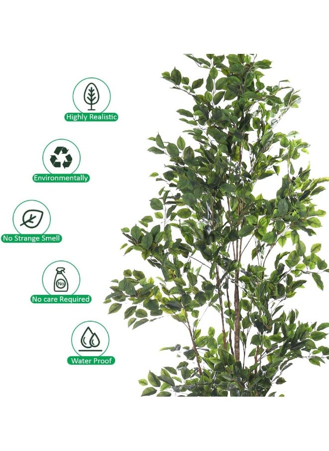Yatai - YATAI Decor Nearly Natural Artificial Ficus Plant Lush Green Leaves Artificial Plants with Base, Maintenance-Free, UV-Resistant Fake Plants, Durable & Lifelike Indoor Plants for Home (250 Cm) - Image 1