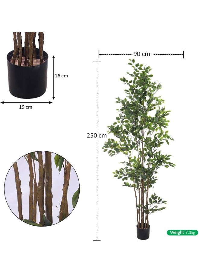 Yatai - YATAI Decor Nearly Natural Artificial Ficus Plant Lush Green Leaves Artificial Plants with Base, Maintenance-Free, UV-Resistant Fake Plants, Durable & Lifelike Indoor Plants for Home (250 Cm) - Image 1