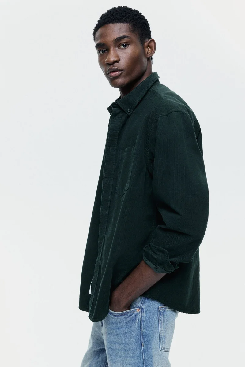 H&M  Regular Fit Corduroy shirt for Men | Best Price UAE