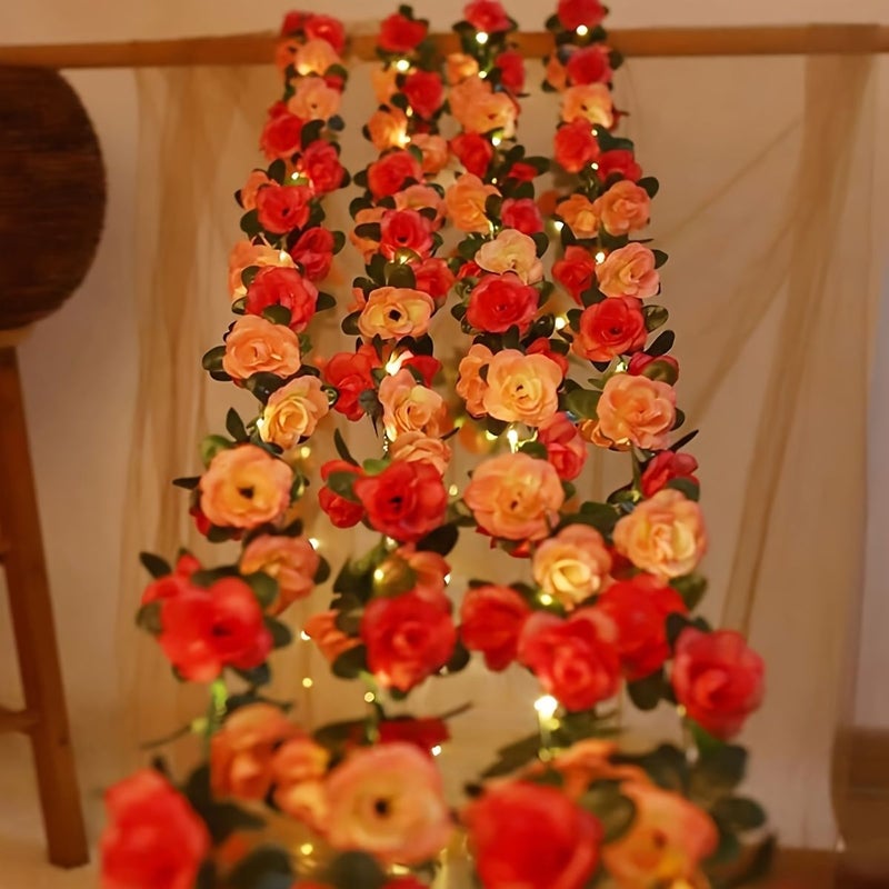 Pink LED Rose Fairy String Lights 20 Battery Powered Valentine Wedding Home Decorative - Image 5