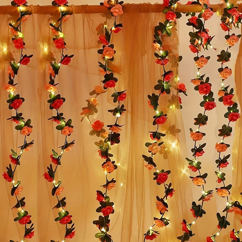 Pink LED Rose Fairy String Lights 20 Battery Powered Valentine Wedding Home Decorative - Image 1