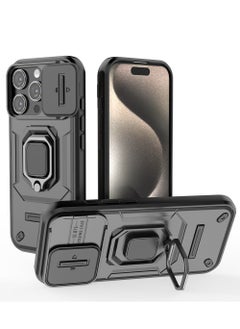 CaseNeo iPhone 16 Pro Case Cover with Slide Camera Cover & Ring Holder, Kickstand Shell Back Cover Scratch-Resistant Shock-Absorbing Protector Accessories Kickstand Stand Magnetic Car Ring Holder Protection  - Image 1