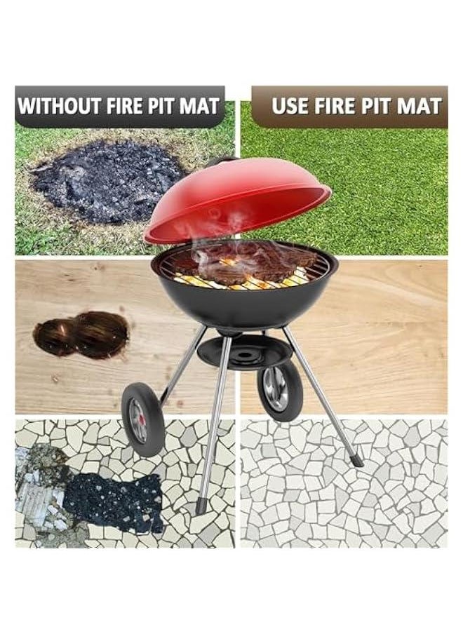 MIXDE - Fire Pit Mat - Fireproof Stove Grill Mats Blanket for Wood Deck Insulation, Camping BBQ Temperature Resistant Rugs Accessories for Outside Indoor Lawn Protection,100*100CM - Image 1