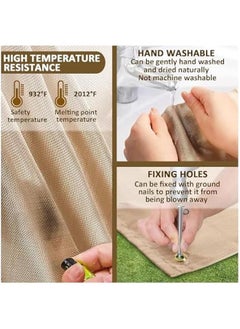 MIXDE Fire Pit Mat - Fireproof Stove Grill Mats Blanket for Wood Deck Insulation, Camping BBQ Temperature Resistant Rugs Accessories for Outside Indoor Lawn Protection,100*100CM  - Image 3