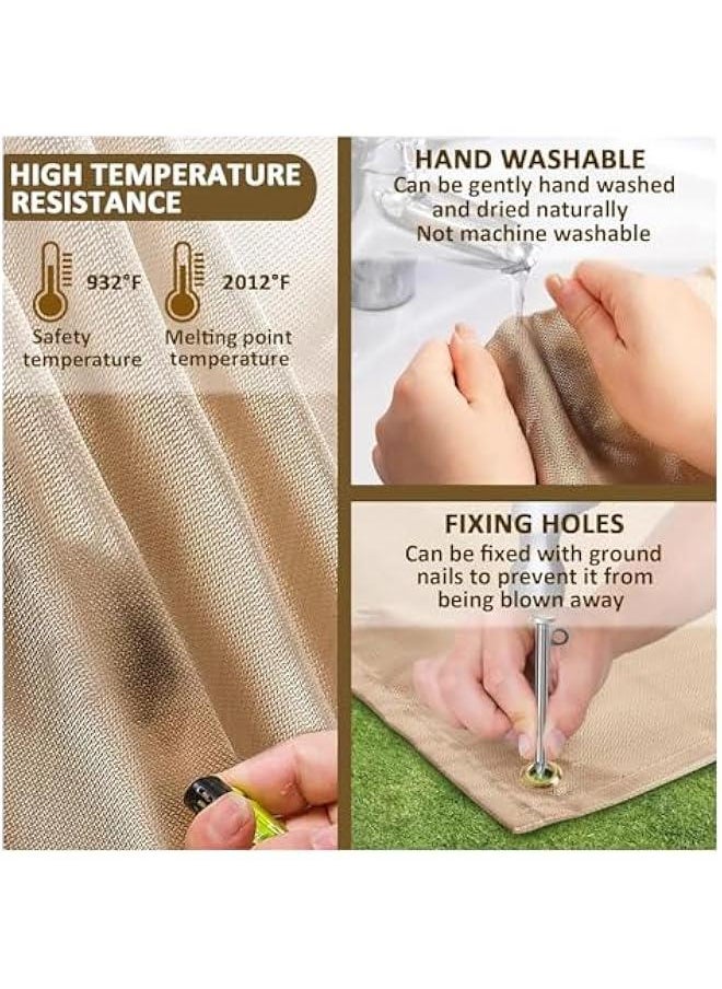 MIXDE - Fire Pit Mat - Fireproof Stove Grill Mats Blanket for Wood Deck Insulation, Camping BBQ Temperature Resistant Rugs Accessories for Outside Indoor Lawn Protection,100*100CM - Image 1