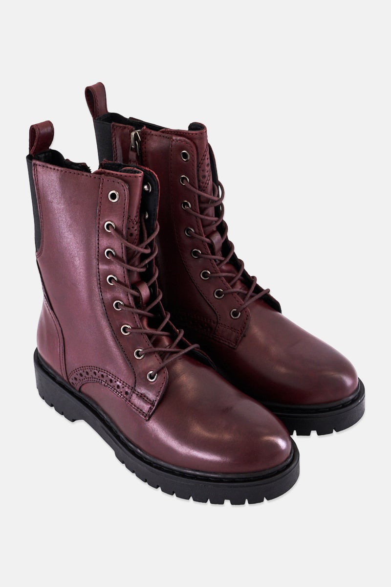 GEOX Women Bleyze Lace Up Ankle Boots, Maroon - Image 4