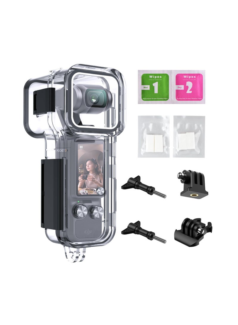 SOLARAE Waterproof Housing Case for DJI Osmo Pocket 3, Touchscreen Underwater Diving Protective Shell Waterproof up to 50m/164/ft with Helmet Bracket & 1/4 Bracket Accessories - Image 1
