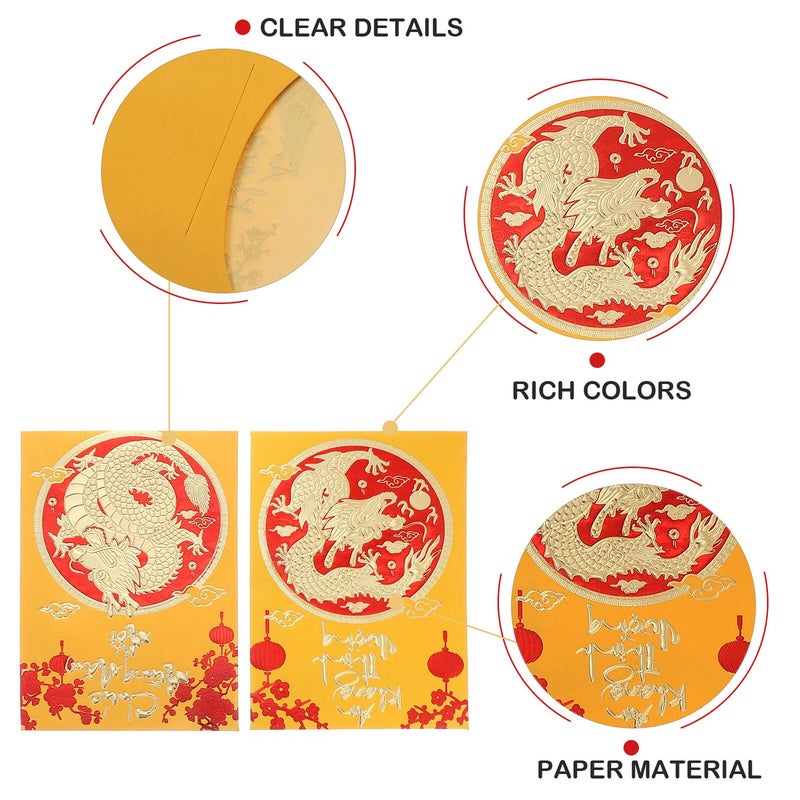 30pcs Chinese Red Envelopes Medium Size Lunar New Year Dragon Money Packets for Spring Festival - Image 4