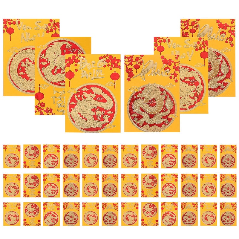 30pcs Chinese Red Envelopes Medium Size Lunar New Year Dragon Money Packets for Spring Festival - Image 2