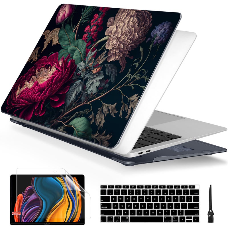 Batianda Design Case for M1 MacBook Air 13 Inch Model A2337 A2179 A1932 2021 2020 2019 Release3D Stylish Designed Hard Shell with Keyboard Cover Screen Protector Vintage Flower - Image 2