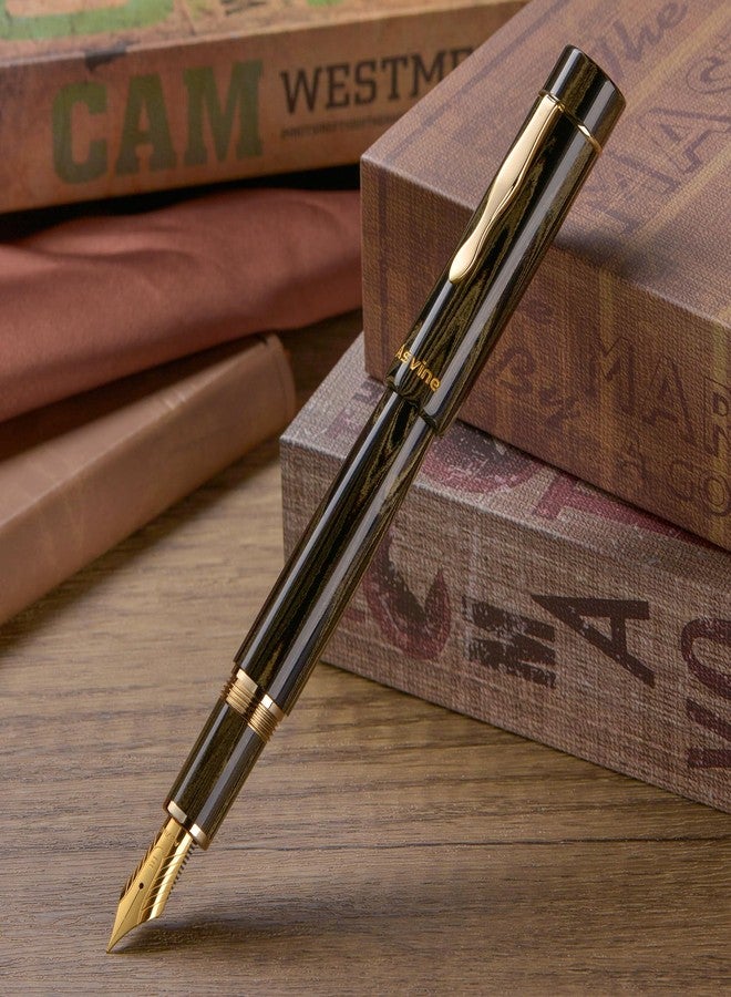 Asvine C2000 Germany Cumberland Ebonite Fountain Pen #8 Medium Nib, Large Handcraft Pen with Converter Pen Box Collection Set- Brown - Image 4