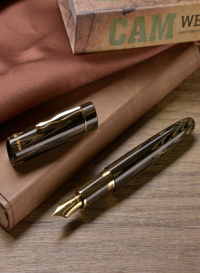 Asvine C2000 Germany Cumberland Ebonite Fountain Pen #8 Medium Nib, Large Handcraft Pen with Converter Pen Box Collection Set- Brown - Image 5