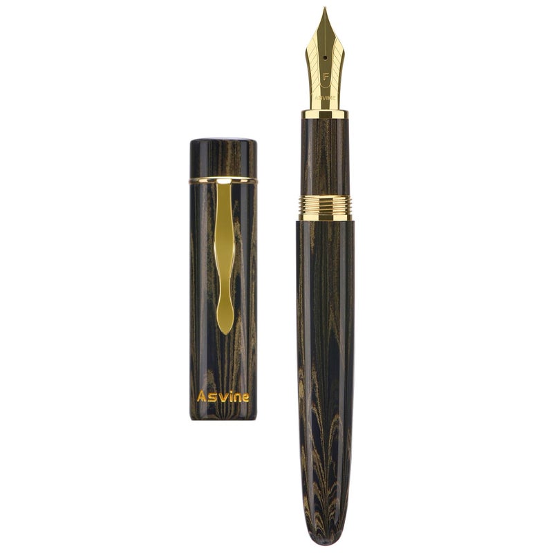 Asvine C2000 Germany Cumberland Ebonite Fountain Pen #8 Medium Nib, Large Handcraft Pen with Converter Pen Box Collection Set- Brown - Image 1