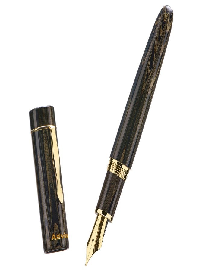 Asvine C2000 Germany Cumberland Ebonite Fountain Pen #8 Medium Nib, Large Handcraft Pen with Converter Pen Box Collection Set- Brown - Image 3