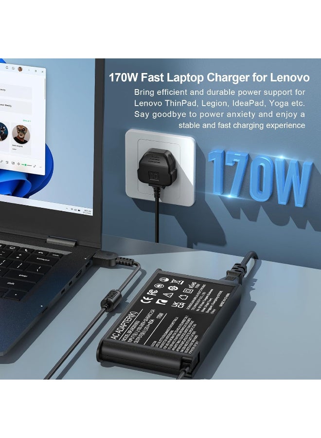 زيكسين شاحن بقوة 170 واط لأجهزة اللابتوب Lenovo ThinkPad (طرازات P16v وP16 وP15 وP1-Gen وP50 وP51 وP52 وP53 وP70 وP71 وP73)، وLOQ (طرازات 15i و15 وEssential Gen 10/11)، وLegion Slim 5، وYoga Pro 9i؛ مزود بموصل Slim Tip. - Image 5