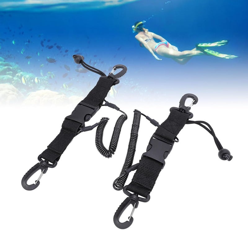 Nylon Rope Stainless Steel Core Coil Diving Lanyard, Quick Release Buckle Camera Dive Light for Scuba Photography Outdoor Fishing Hiking Camping - Image 3