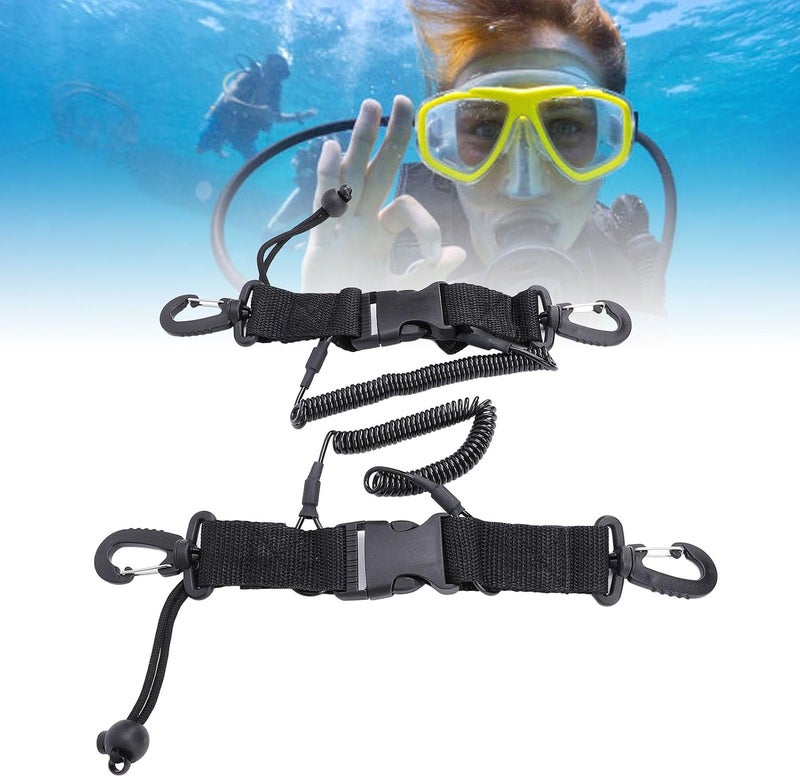 Nylon Rope Stainless Steel Core Coil Diving Lanyard, Quick Release Buckle Camera Dive Light for Scuba Photography Outdoor Fishing Hiking Camping - Image 2