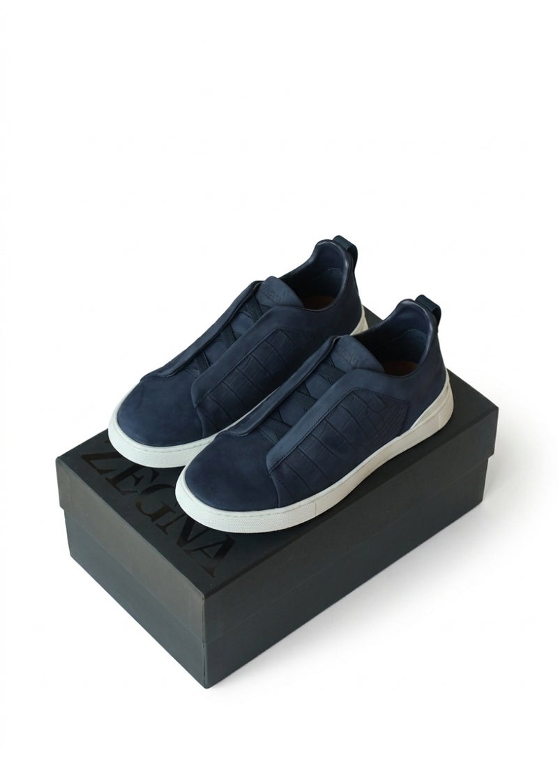 Zegna Men's Triple Stitch Suede Leather Sneakers - Image 1