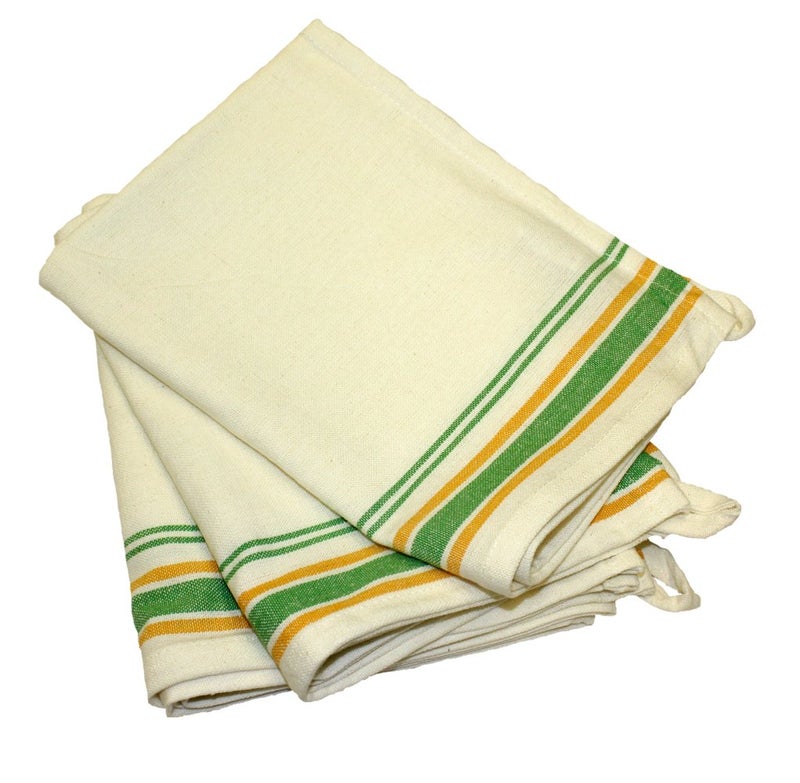 Aunt Martha's Aunt Martha's Yellow Vintage Towels 3ct Notion, Green Stripe, 3 Count  - Image 1