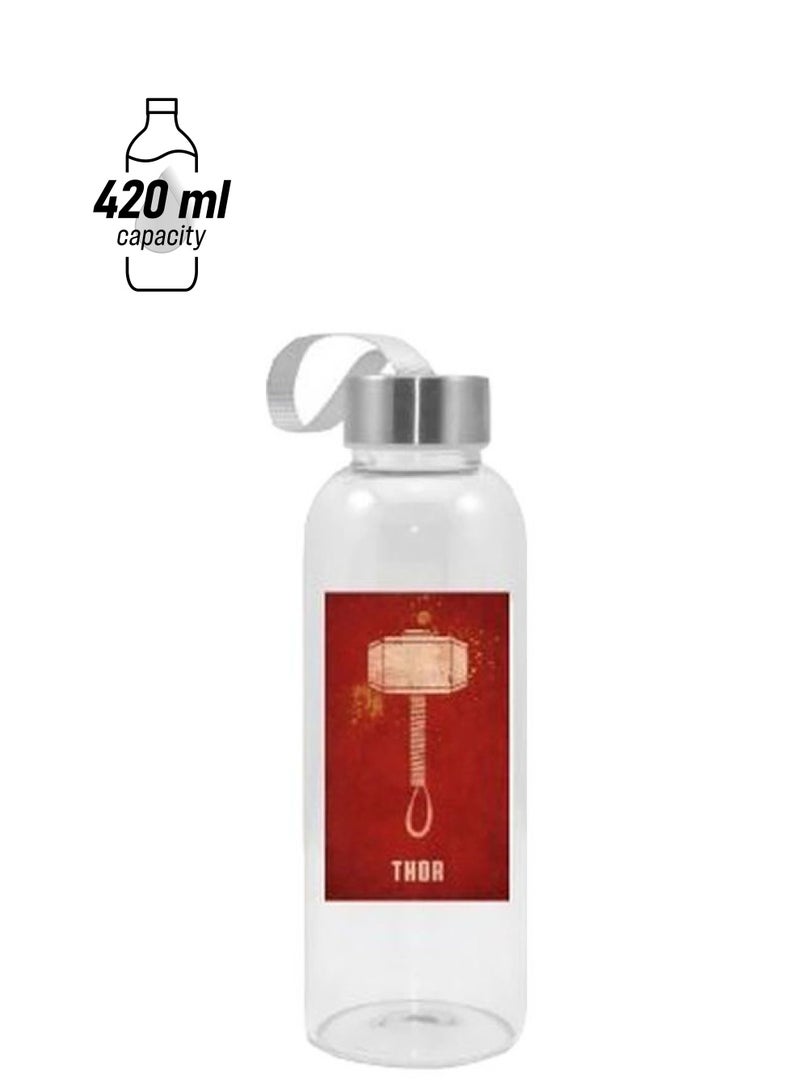 NIBEMINENT Thor Printed Water Bottle Clear/Red/Beige 420ml