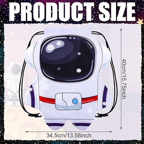 Kingdder 12 Pcs Outer Space Party Favors Astronaut Drawstring Bags Space Themed Astronaut Goodie Bags Gift Backpack for Kids - Image 2