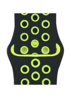 Generic Suitable For Apple Two-color Silicone Nike Strap Nike Hole Apple Iwatch Breathable Sports Watch Strap-Color:11 Black + Yellow-Specifications:38/40/41mm-S  - Image 1