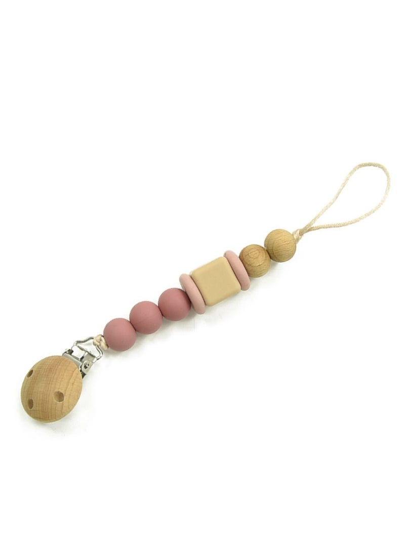 لوكو 2 لهاية و سلسلة مشبك لهاية الأطفال مصنوعة من السيليكون ومزينة بخرز خشبي - Image 2