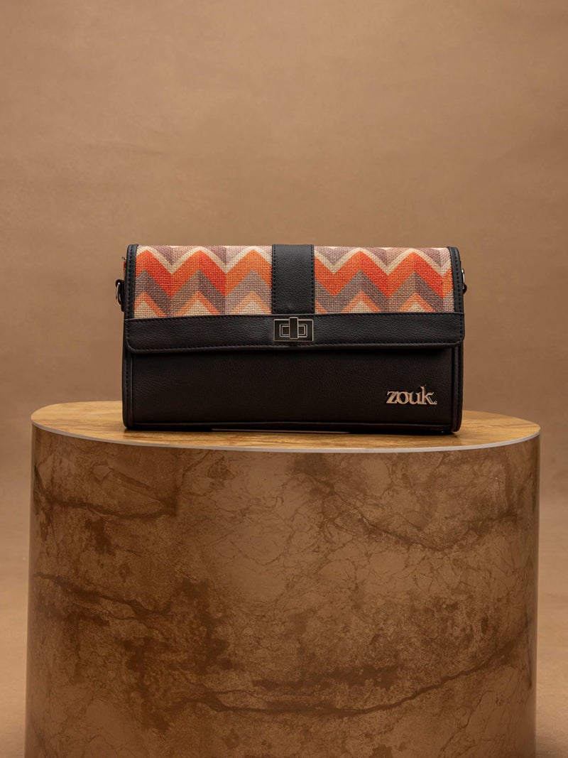ZOUK Rhea Kapoor Tarini Clutch for Women | Elegant Flap Closure Evening Clutch | Detachable Adjustable Strap | Party & Formal Event Purse | Tidal Wave - Image 3