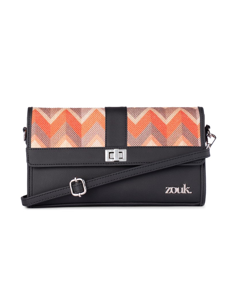 ZOUK Rhea Kapoor Tarini Clutch for Women | Elegant Flap Closure Evening Clutch | Detachable Adjustable Strap | Party & Formal Event Purse | Tidal Wave - Image 1