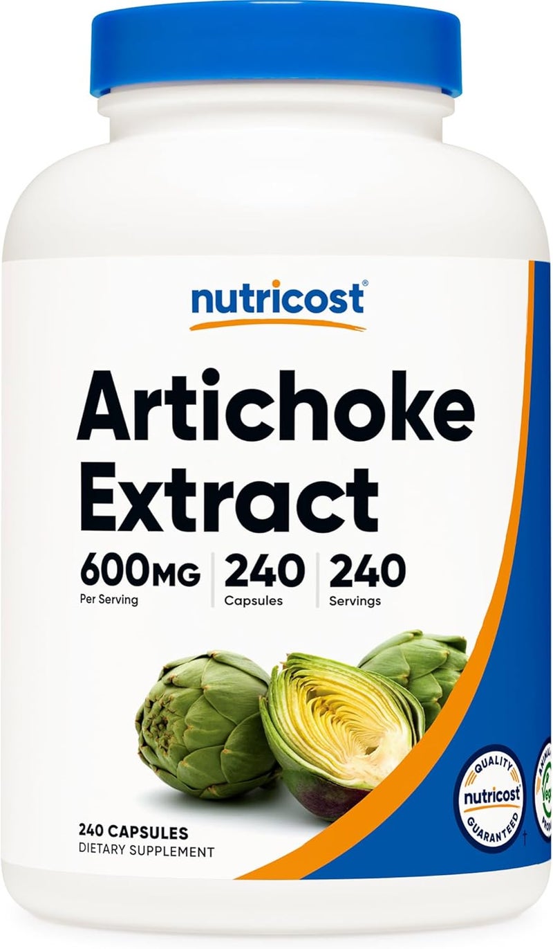 Nutricost Artichoke Extract 600mg 240 Vegetarian Capsules  Gluten Free NonGMO - Image 1