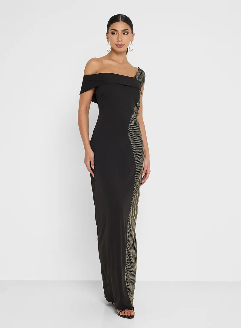 Namshi x Beaded Tulle Maxi Dress