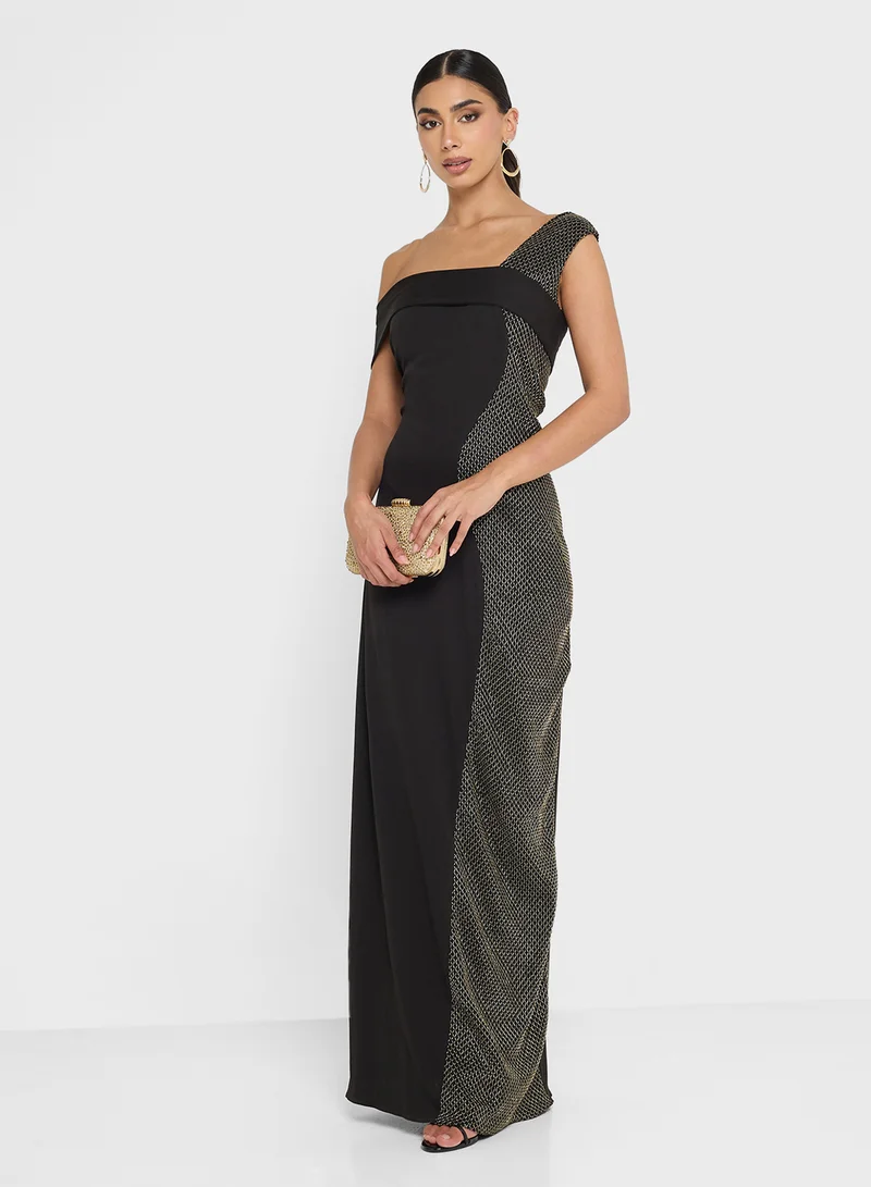 Namshi x Beaded Tulle Maxi Dress
