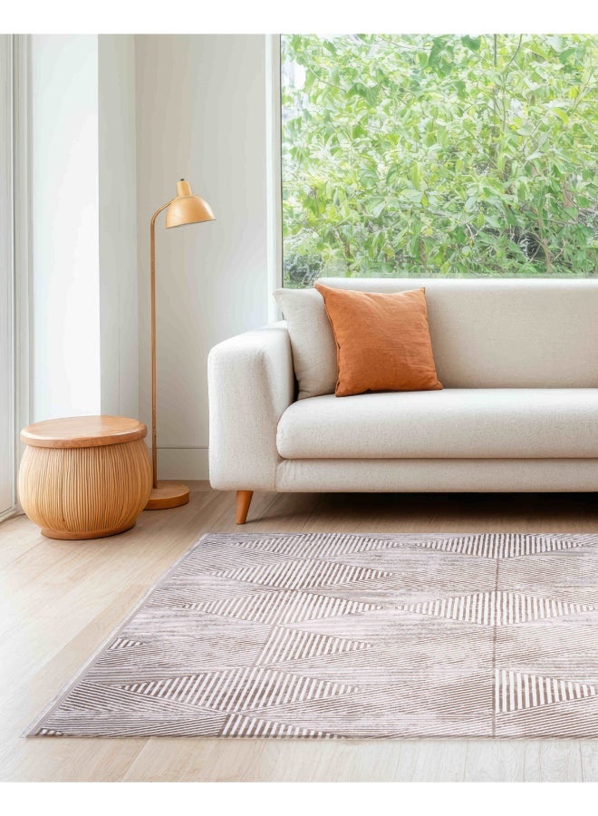 Almas Kavir Carpet Carpet Woven Rug in Soft Texture | Classic Nomad Design - Grey & Beige | Size 100x200 cm (3.2x6.5 ft) | For Mid-Small sized Family room, Bedroom with twin or queen beds, Home office, Entry hallways, Foyers or Balcony - Image 2