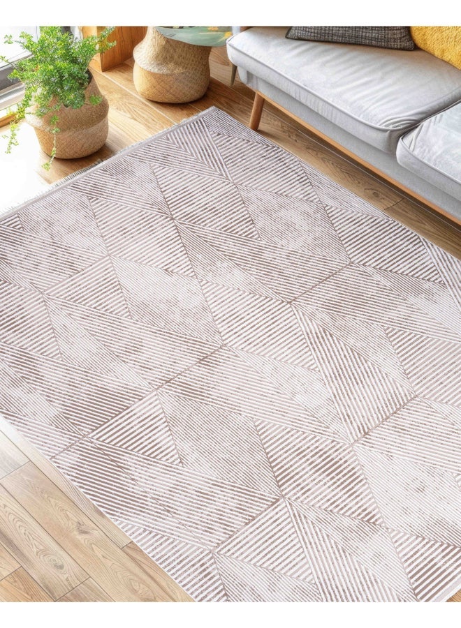Almas Kavir Carpet Carpet Woven Rug in Soft Texture | Classic Nomad Design - Grey & Beige | Size 100x200 cm (3.2x6.5 ft) | For Mid-Small sized Family room, Bedroom with twin or queen beds, Home office, Entry hallways, Foyers or Balcony - Image 1