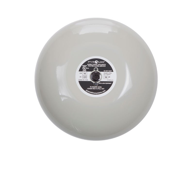 Pyramid Signal Bell, Wall Mount, 24VDC, 8 in Dia., Grey (41392)