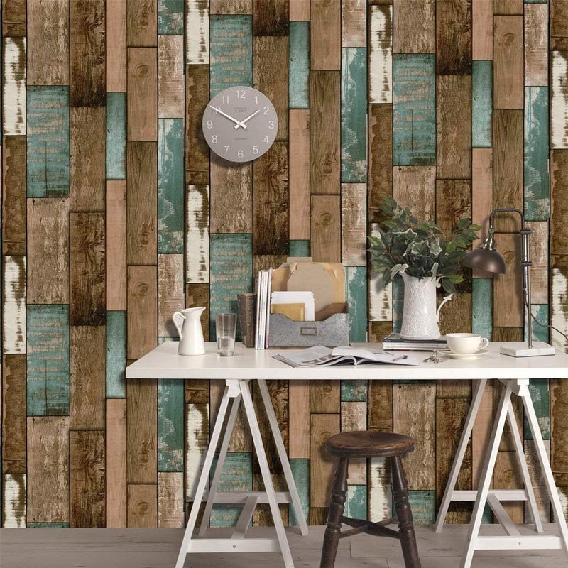 ARS Wood Contact Paper, Self-Adhesive Peel and Stick Wallpaper PVC Waterproof Oil-Proof and Removable for Walls Bathroom Bedroom Home Dormitory Renovation Size-45x600cm - Image 3