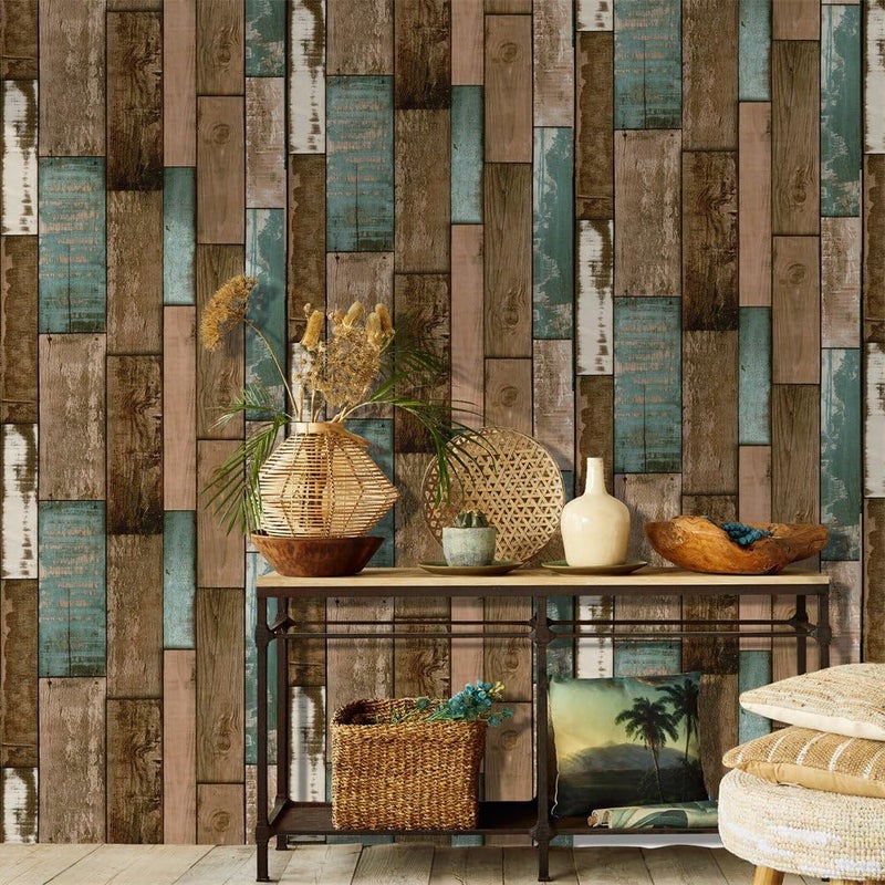 ARS Wood Contact Paper, Self-Adhesive Peel and Stick Wallpaper PVC Waterproof Oil-Proof and Removable for Walls Bathroom Bedroom Home Dormitory Renovation Size-45x600cm - Image 1