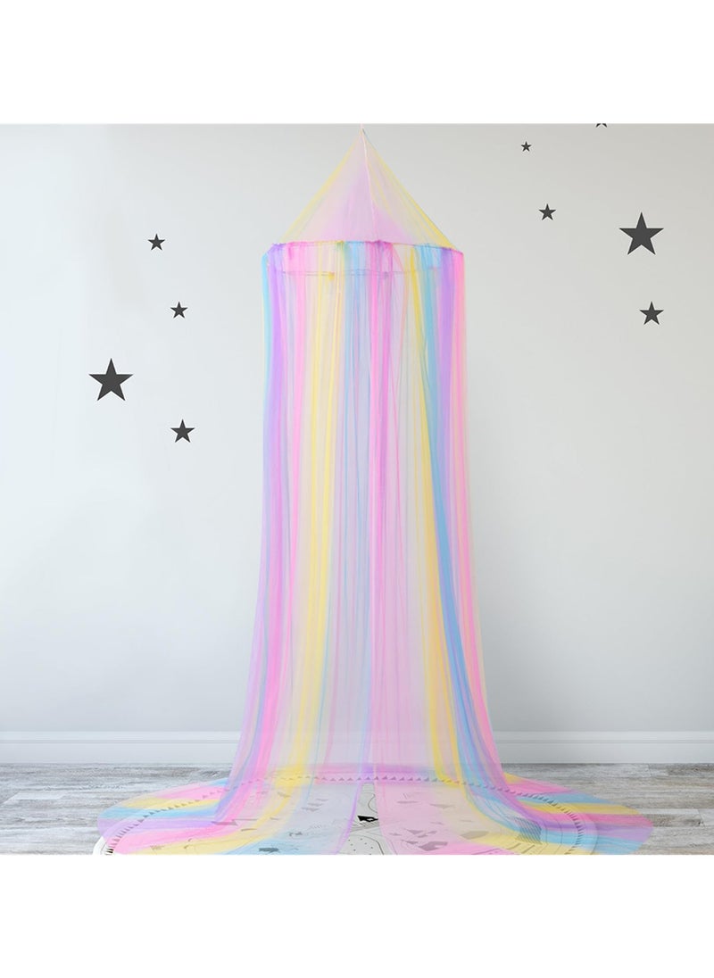 XiuWoo Mosquito Net Bed Canopy for Girls,Rainbow Canopy Bed Curtains Full Queen Size from Ceiling,Dome Mosquito Netting Bed Tent Twin Girls Princess Canopy King Bed Decor  - Image 5