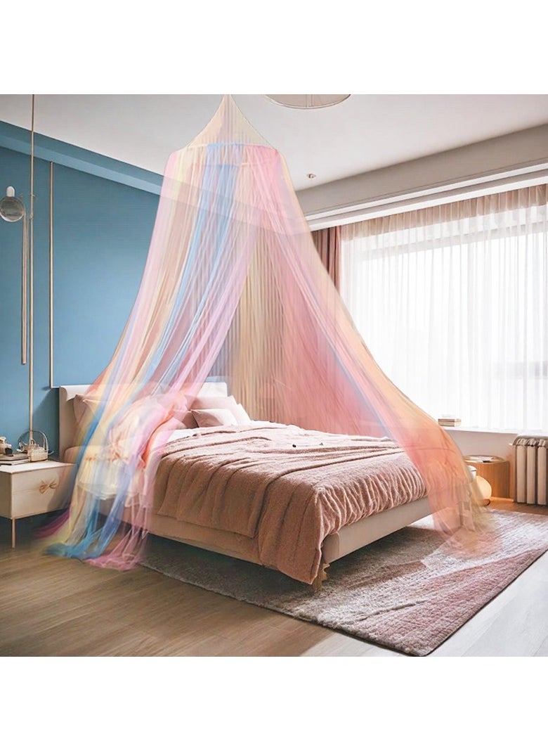 XiuWoo Mosquito Net Bed Canopy for Girls,Rainbow Canopy Bed Curtains Full Queen Size from Ceiling,Dome Mosquito Netting Bed Tent Twin Girls Princess Canopy King Bed Decor  - Image 2