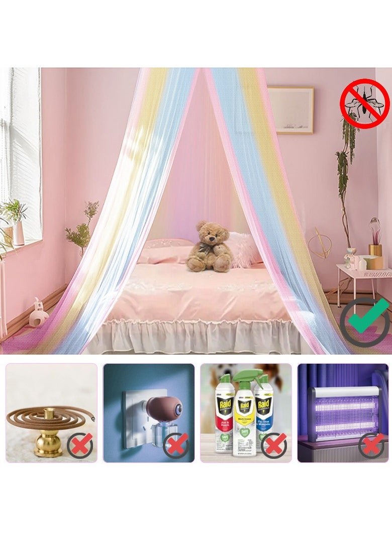 XiuWoo Mosquito Net Bed Canopy for Girls,Rainbow Canopy Bed Curtains Full Queen Size from Ceiling,Dome Mosquito Netting Bed Tent Twin Girls Princess Canopy King Bed Decor  - Image 4