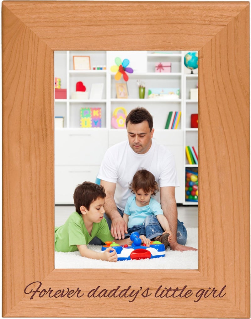 CustomGiftsNow Forever Daddys Little Girl Engraved Wood Picture Frame 4x6 Vertical