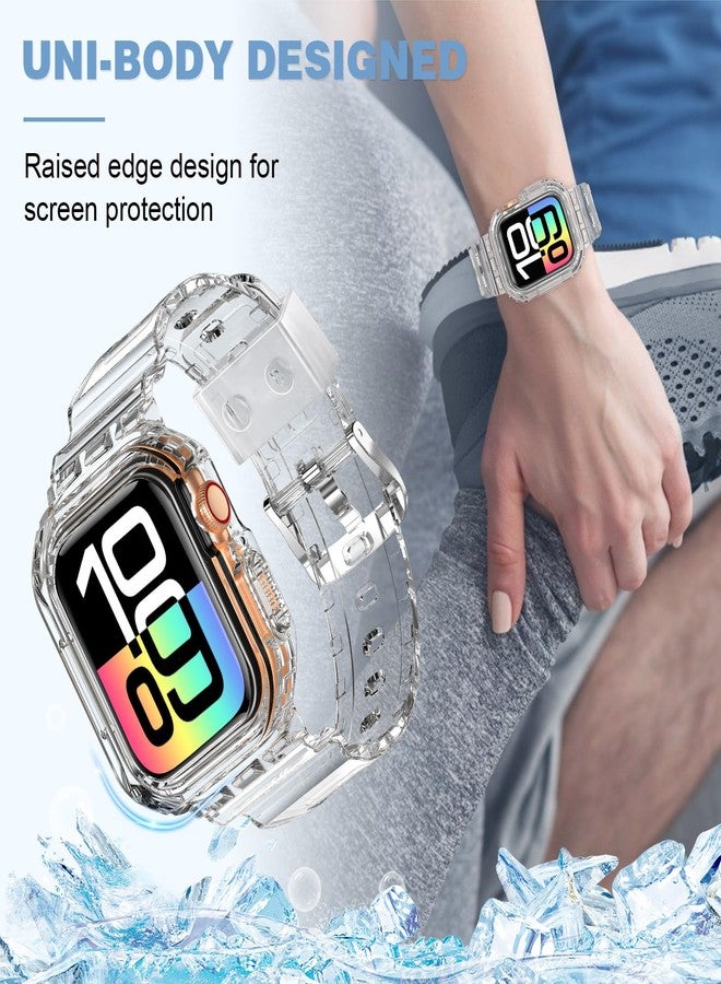 XYF Compatible for Crystal Clear Apple Watch Bands, 42mm Series 11 10 Bumper Case for Men Women Jelly Sport Cover Strap for iWatch Ultra 3 2 Series 11 10 9 8 7 SE 6 5 4 3 (CrystalClear, 42) - Image 5
