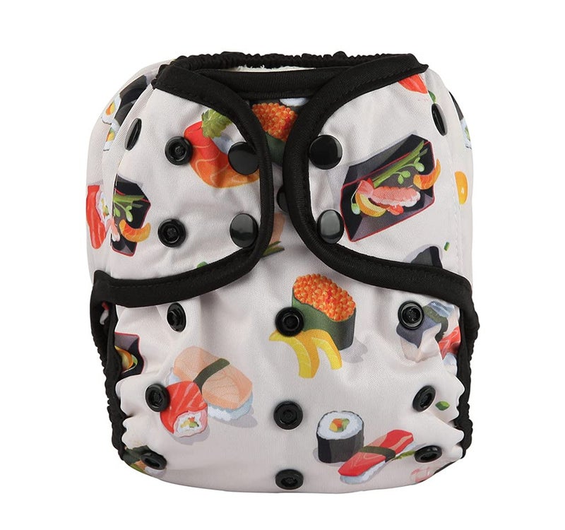 Hibaby One Size Cloth Diaper Cover Snap With Double Gusset (Sushi), One Fit All - Image 1