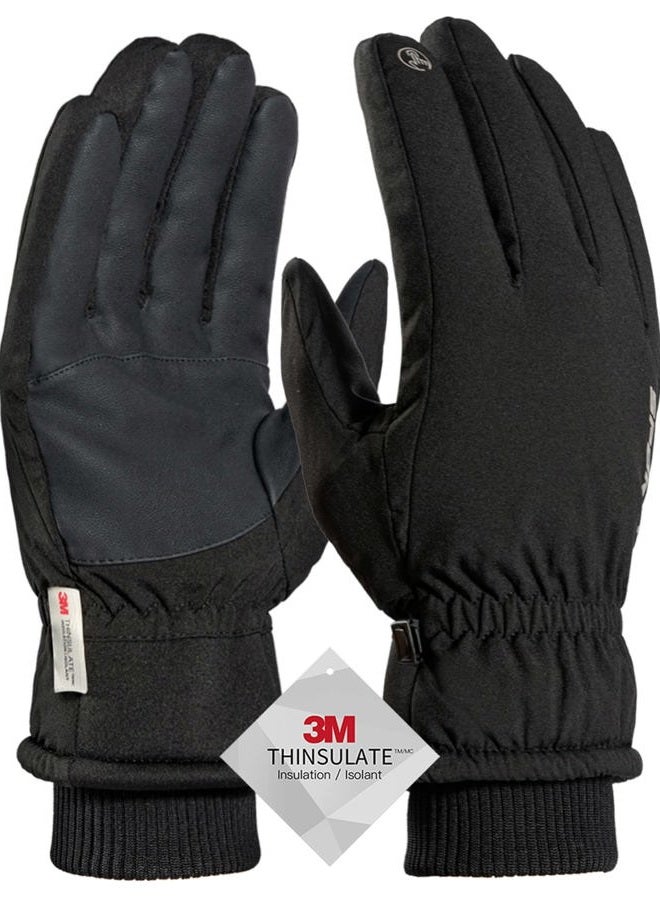 TRENDOUX Winter Gloves for Men, Water Resistance Women 3M Thinsulate, Outdoor Skiing Hiking Touchscreen, Windproof Cuff, Thick Thermal Wicking Insert, Snowboard Snow Running (Black L) - Image 1